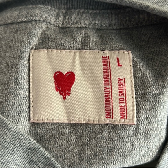 Emotionally Unavailable EU VALENTINE TEE Shirt Grey NWT - Picture 12 of 12